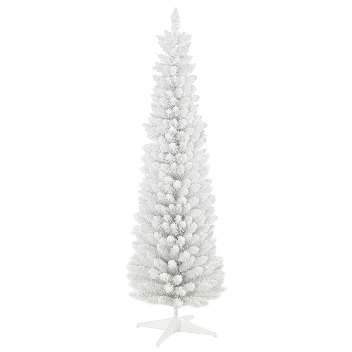 HOMCOM 6' Snow Flocked Artificial Pencil Christmas Tree, Slim Xmas Tree, Green - 5.89 ft