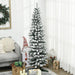 HOMCOM 6' Snow Flocked Artificial Pencil Christmas Tree, Slim Xmas Tree, Green - 5.89 ft