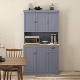 HOMCOM 71" Buffet with Hutch, Farmhouse Kitchen Pantry Storage Cabinet with Microwave Oven Countertop, Drawer