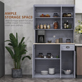 HOMCOM 71" Buffet with Hutch, Farmhouse Kitchen Pantry Storage Cabinet with Microwave Oven Countertop, Drawer