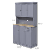 HOMCOM 71" Buffet with Hutch, Farmhouse Kitchen Pantry Storage Cabinet with Microwave Oven Countertop, Drawer