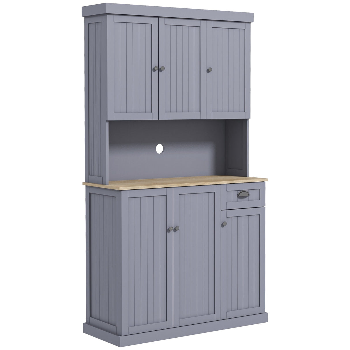 HOMCOM 71" Buffet with Hutch, Farmhouse Kitchen Pantry Storage Cabinet with Microwave Oven Countertop, Drawer