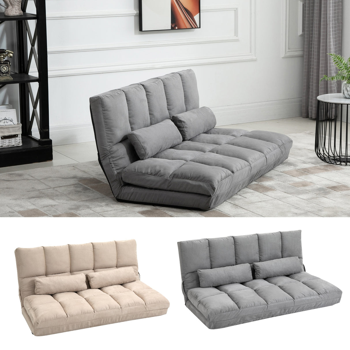 HOMCOM Convertible 7 Adjustable Positions Folding Couch Bed