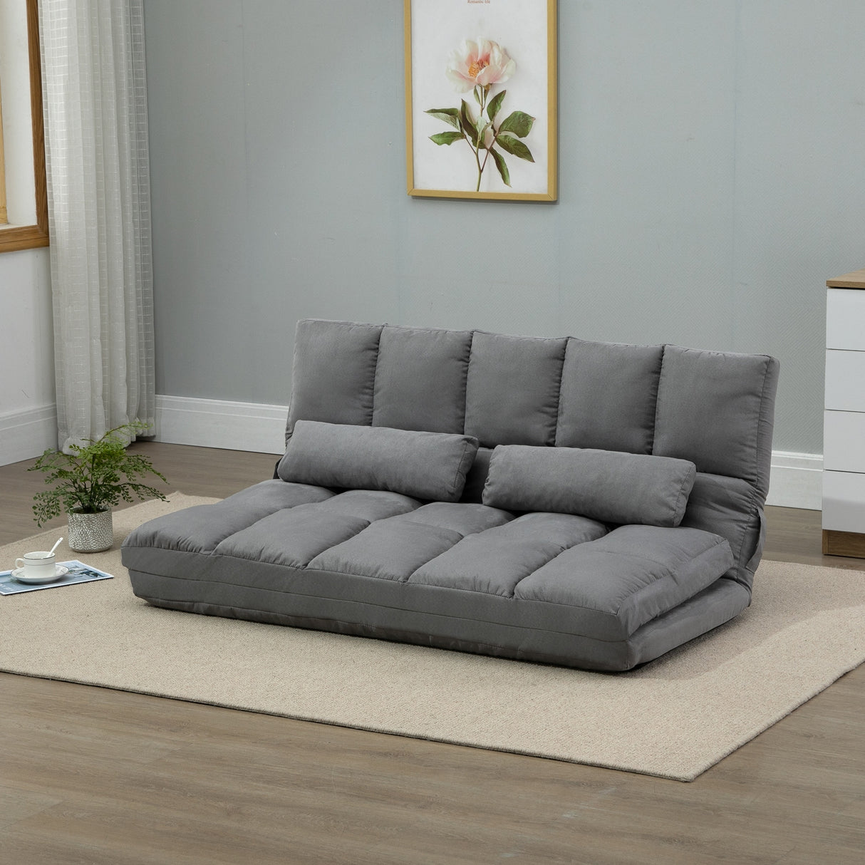 HOMCOM Convertible 7 Adjustable Positions Folding Couch Bed