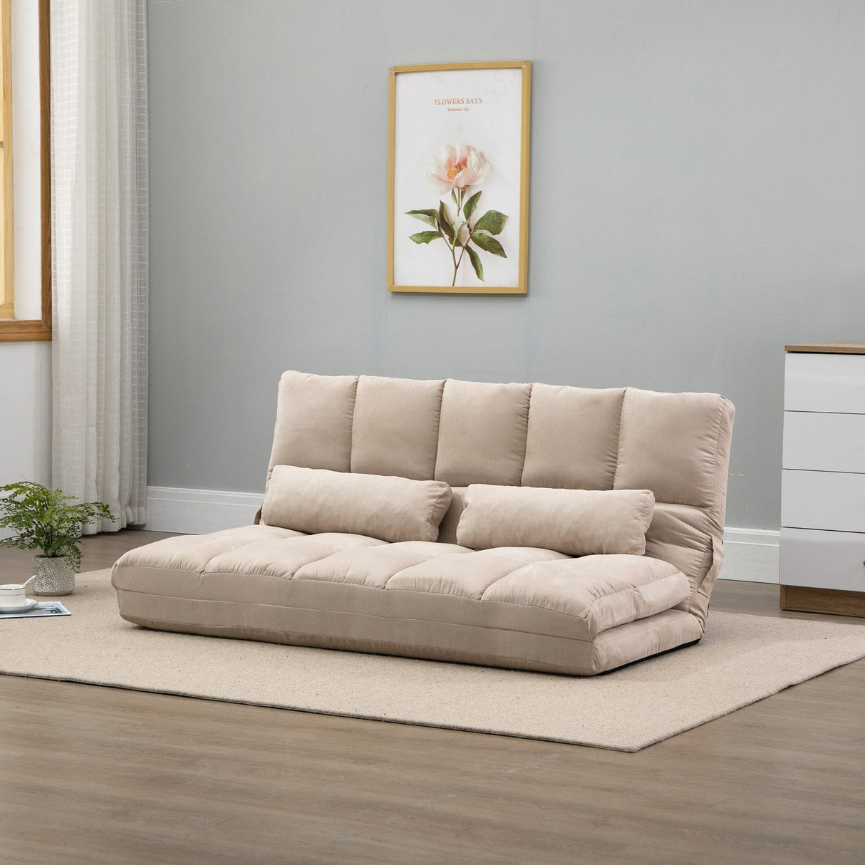 HOMCOM Convertible 7 Adjustable Positions Folding Couch Bed