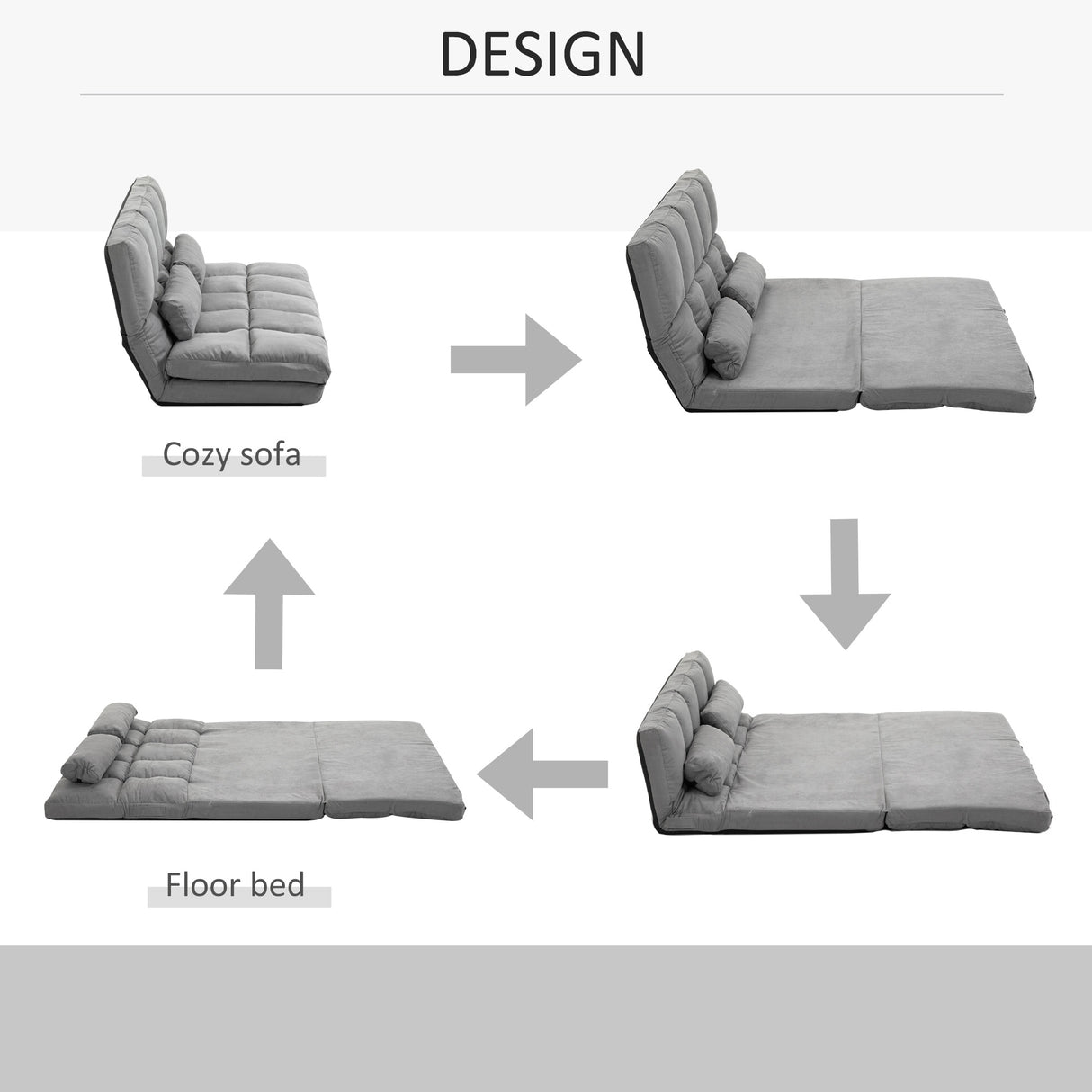 HOMCOM Convertible 7 Adjustable Positions Folding Couch Bed