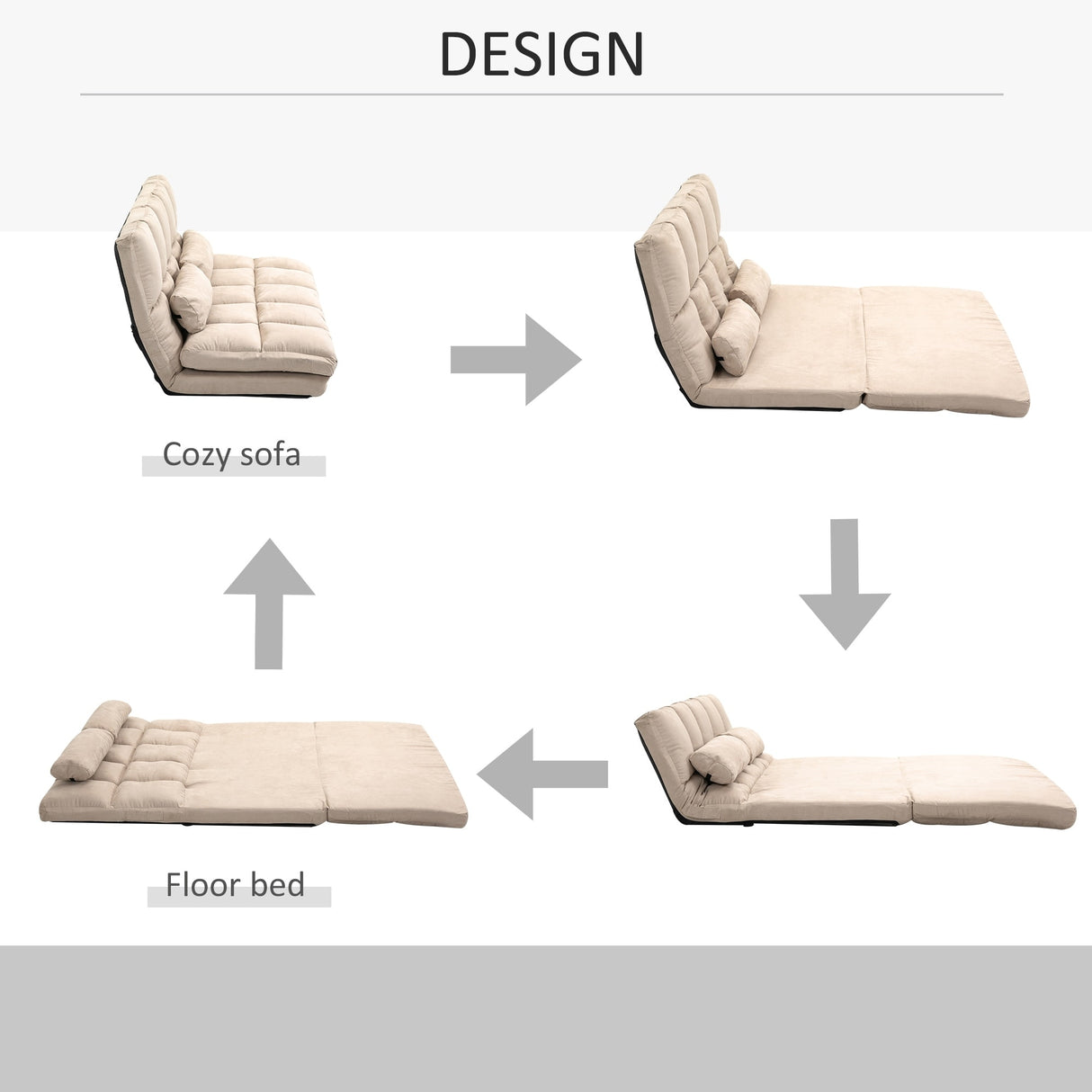 HOMCOM Convertible 7 Adjustable Positions Folding Couch Bed