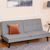 HOMCOM Convertible Lounge Futon Sofa Bed/3 Seater Tufted Fabric Upholstered Sleeper with Adjustable Backrest, Grey