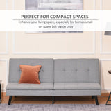 HOMCOM Convertible Lounge Futon Sofa Bed/3 Seater Tufted Fabric Upholstered Sleeper with Adjustable Backrest, Grey
