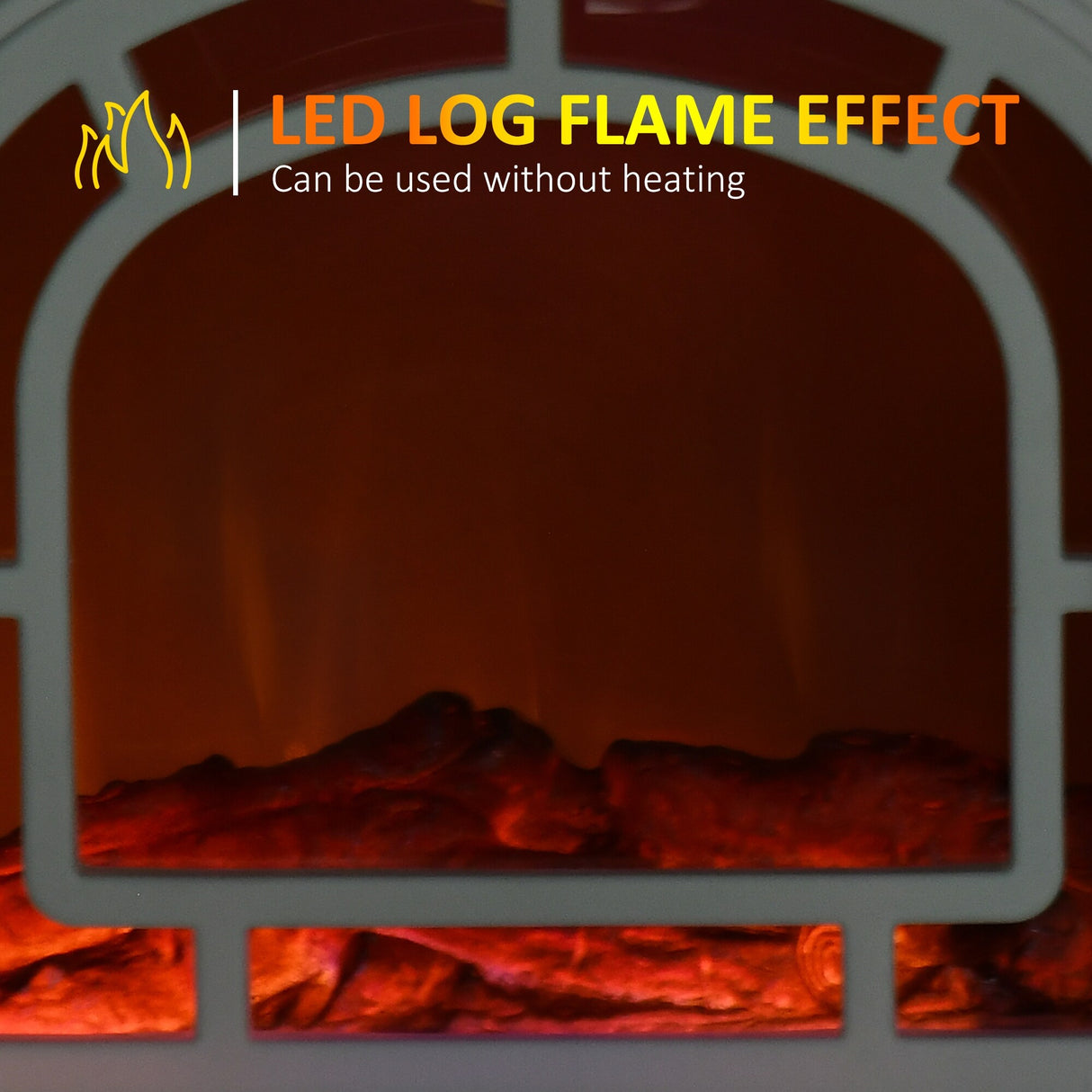 HOMCOM Electric Freestanding Fireplace Heater with Realistic LED Flame, Adjustable Temperature, Overheat Protection