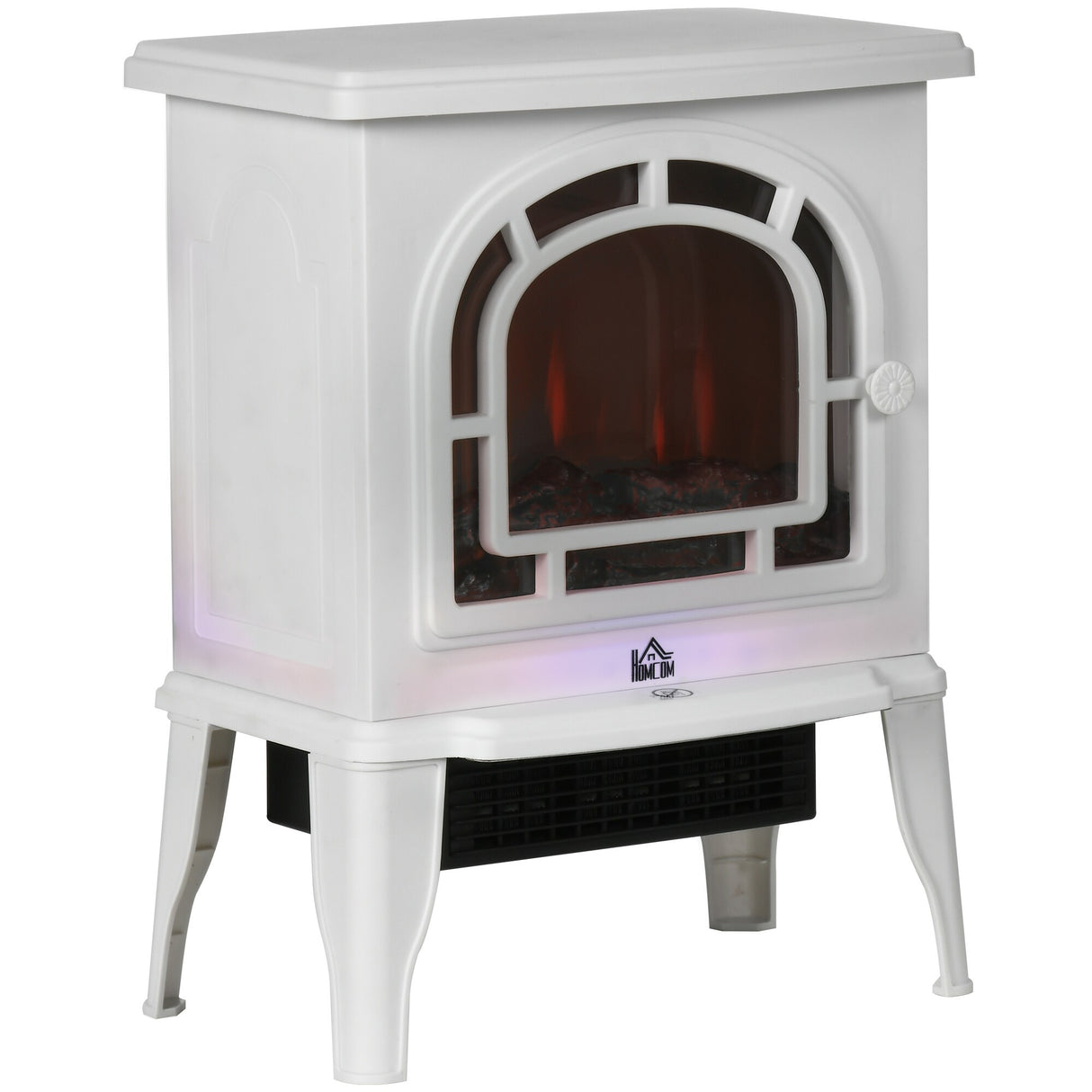 HOMCOM Electric Freestanding Fireplace Heater with Realistic LED Flame, Adjustable Temperature, Overheat Protection