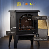 HOMCOM Electric Freestanding Fireplace Heater with Realistic LED Flame, Adjustable Temperature, Overheat Protection