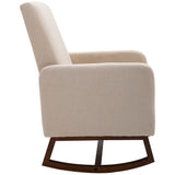 HOMCOM Fabric Rocking Chair with Curved Wood Base Padded Seat, 30.25'' W x 36.25'' D x 39.25'' H
