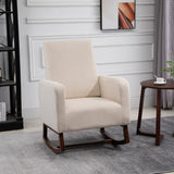 HOMCOM Fabric Rocking Chair with Curved Wood Base Padded Seat, 30.25'' W x 36.25'' D x 39.25'' H