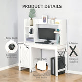 HOMCOM Farmhouse Computer Desk with Hutch and Cabinet, Home office Desk with Storage, for Study