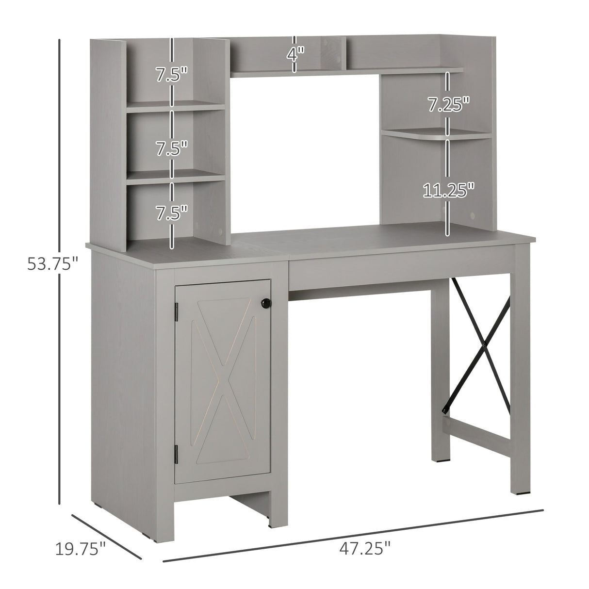 HOMCOM Farmhouse Computer Desk with Hutch and Cabinet, Home office Desk with Storage, for Study