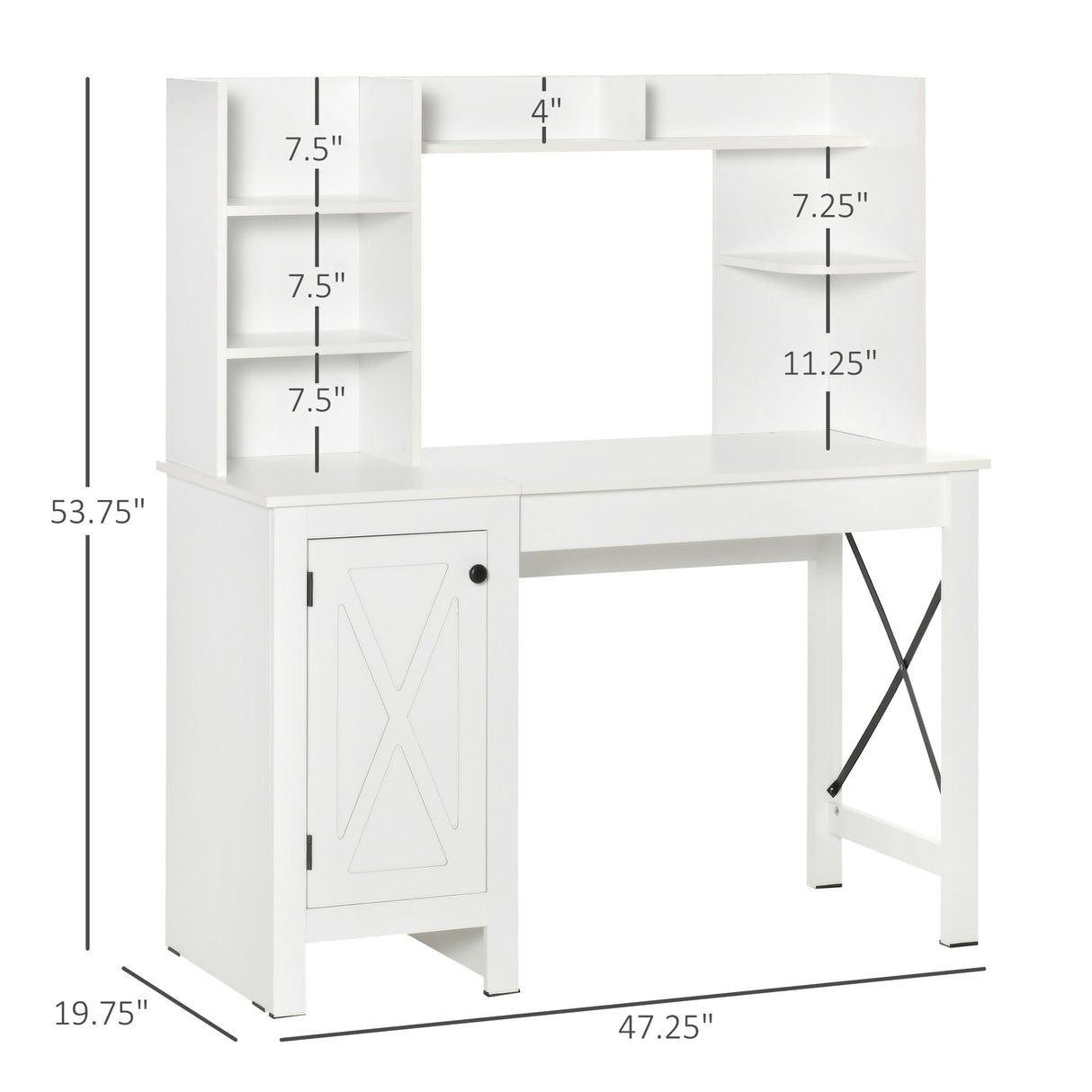 HOMCOM Farmhouse Computer Desk with Hutch and Cabinet, Home office Desk with Storage, for Study