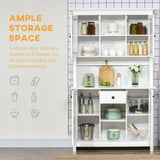 HOMCOM Freestanding Rustic Buffet with Hutch, Farmhouse Kitchen Pantry Cabinet