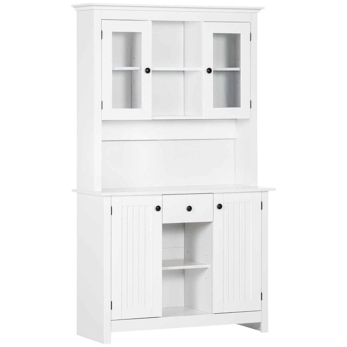 HOMCOM Freestanding Rustic Buffet with Hutch, Farmhouse Kitchen Pantry Cabinet