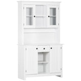 HOMCOM Freestanding Rustic Buffet with Hutch, Farmhouse Kitchen Pantry Cabinet