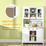 HOMCOM Freestanding Rustic Buffet with Hutch, Farmhouse Kitchen Pantry Cabinet