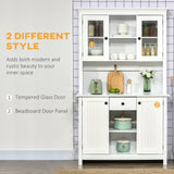 HOMCOM Freestanding Rustic Buffet with Hutch, Farmhouse Kitchen Pantry Cabinet