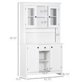 HOMCOM Freestanding Rustic Buffet with Hutch, Farmhouse Kitchen Pantry Cabinet
