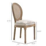 HOMCOM French-Style Upholstered Dining Chair Set, Armless Accent Side Chairs with Rattan Backrest and Linen-Touch Upholstery
