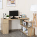 HOMCOM L-Shaped Rotating Computer Desk Home Office Study Workstation with Storage Shelves, Cabinet and Drawer for Home & Office