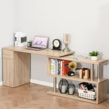 HOMCOM L-Shaped Rotating Computer Desk Home Office Study Workstation with Storage Shelves, Cabinet and Drawer for Home & Office