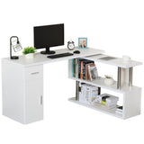 HOMCOM L-Shaped Rotating Computer Desk Home Office Study Workstation with Storage Shelves, Cabinet and Drawer for Home & Office
