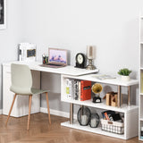 HOMCOM L-Shaped Rotating Computer Desk Home Office Study Workstation with Storage Shelves, Cabinet and Drawer for Home & Office