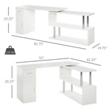 HOMCOM L-Shaped Rotating Computer Desk Home Office Study Workstation with Storage Shelves, Cabinet and Drawer for Home & Office