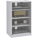 HOMCOM Media Cabinet, 4-Tier Stereo Cabinet, Modern Audio Video Media Stand with Adjustable Shelves, Tempered Glass Doors