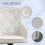 HOMCOM Mid-Back Desk Chair with Nailhead Trim, Button Tufted Back Design, Adjustable Height, Rocking Function and Wheels