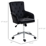 HOMCOM Mid-Back Desk Chair with Nailhead Trim, Button Tufted Back Design, Adjustable Height, Rocking Function and Wheels