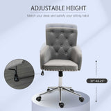 HOMCOM Mid-Back Desk Chair with Nailhead Trim, Button Tufted Back Design, Adjustable Height, Rocking Function and Wheels