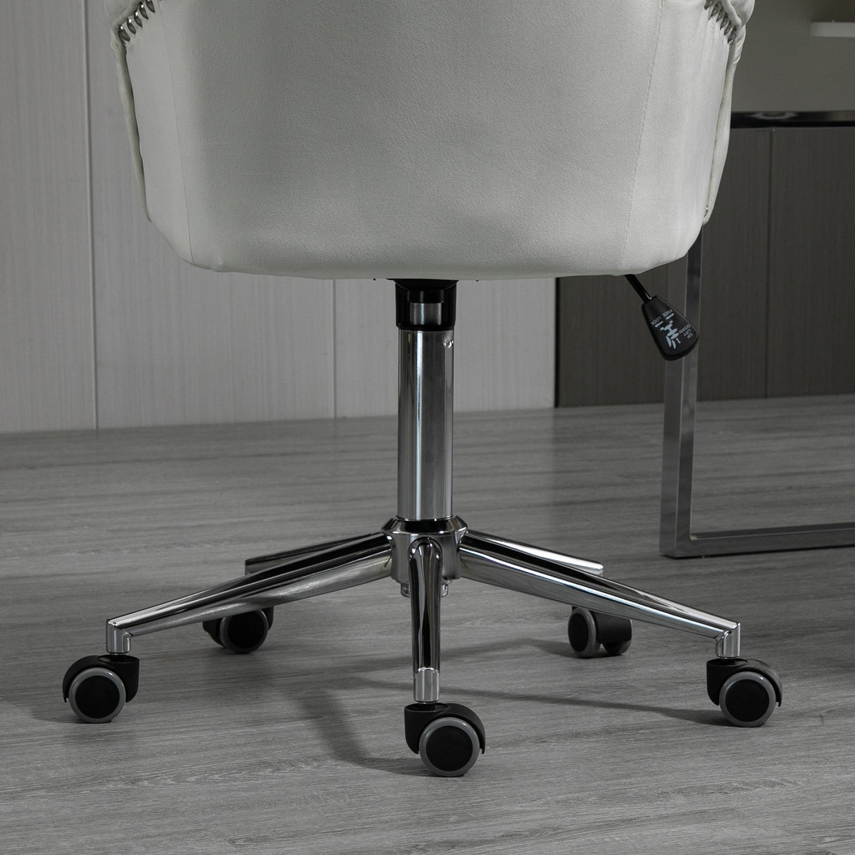 HOMCOM Mid-Back Desk Chair with Nailhead Trim, Button Tufted Back Design, Adjustable Height, Rocking Function and Wheels