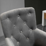 HOMCOM Mid-Back Desk Chair with Nailhead Trim, Button Tufted Back Design, Adjustable Height, Rocking Function and Wheels