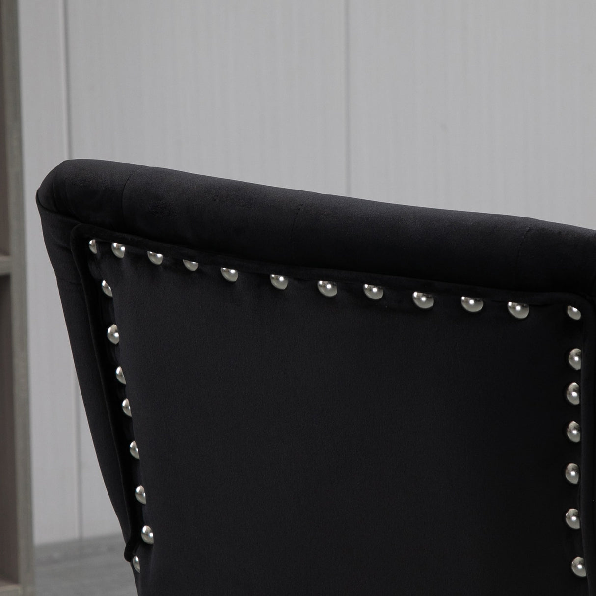 HOMCOM Mid-Back Desk Chair with Nailhead Trim, Button Tufted Back Design, Adjustable Height, Rocking Function and Wheels