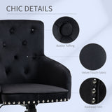 HOMCOM Mid-Back Desk Chair with Nailhead Trim, Button Tufted Back Design, Adjustable Height, Rocking Function and Wheels
