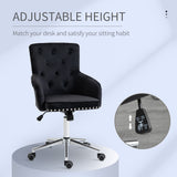 HOMCOM Mid-Back Desk Chair with Nailhead Trim, Button Tufted Back Design, Adjustable Height, Rocking Function and Wheels