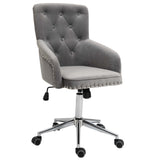 HOMCOM Mid-Back Desk Chair with Nailhead Trim, Button Tufted Back Design, Adjustable Height, Rocking Function and Wheels