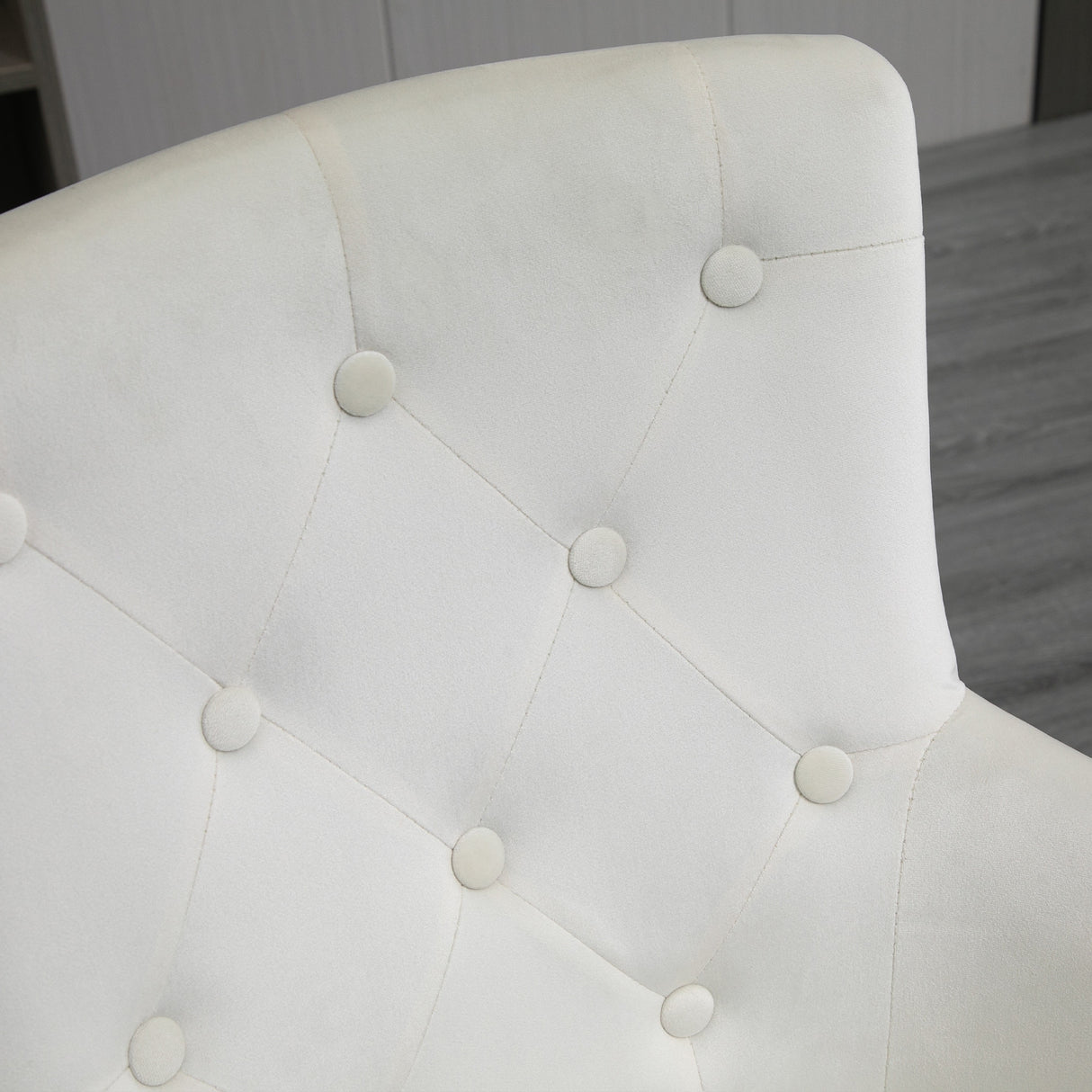 HOMCOM Mid-Back Desk Chair with Nailhead Trim, Button Tufted Back Design, Adjustable Height, Rocking Function and Wheels