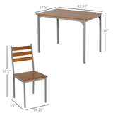 HOMCOM Modern 5-Piece Wooden Dining Kitchen table set 1 Table 4 Chairs Metal legs