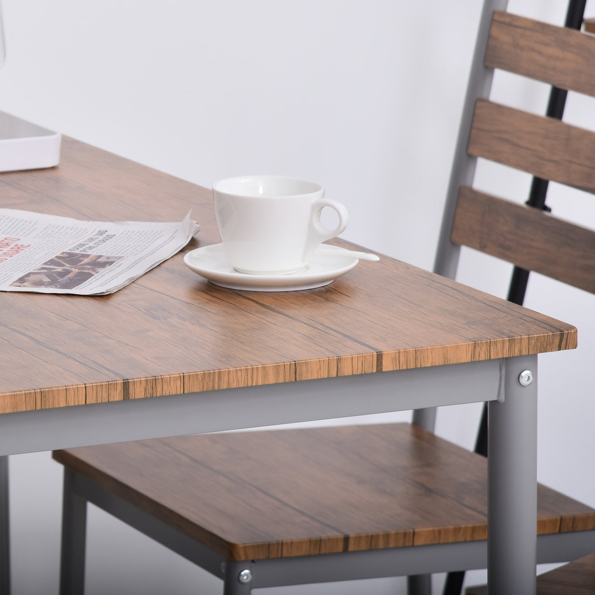 HOMCOM Modern 5-Piece Wooden Dining Kitchen table set 1 Table 4 Chairs Metal legs