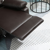 HOMCOM Modern Manual Recliner 2 Seater Sofa with PU Leather Upholstery, Side Handles and Footrest, Brown