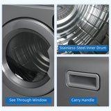 HOMCOM Portable Clothes Dryer, 120V 1300W Compact Laundry Dryer with Intelligent Drying, 3.2 cu.ft Stainless Steel Drum