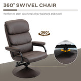 HOMCOM Recliner Chair with Ottoman, Swivel PU Leather High Back Armchair w/ Footrest Stool, 135° Adjustable Backrest