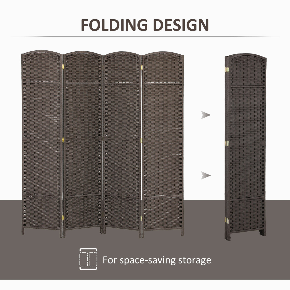 HOMCOM Room Divider, 4 Panel Folding Privacy Screen, 5.6' Tall Freestanding Partition